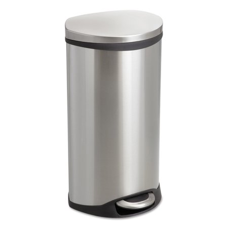 SAFCO 75 gal Oval-Round Cylinder Trash Can, Stainless Steel, Top Door, Steel 9902SS